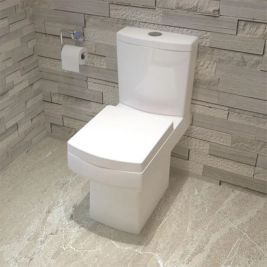 Square Bathroom Close Coupled Toilet Modern Ceramic Bathroom WC White