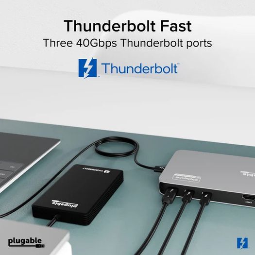 Plugable Thunderbolt 4 Docking Station for 4K Quad Monitors, 100W Laptop Charging