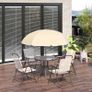 4 Seater Patio Furniture with Parasol, Outdoor Dining Set, Folding Chairs and Table Beige Image 7