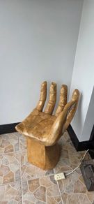 Large Carved Wooden Hand Chair - Statement Piece