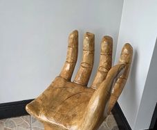 Large Carved Wooden Hand Chair - Statement Piece