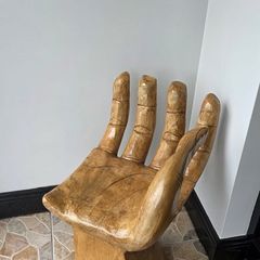 Large Carved Wooden Hand Chair - Statement Piece