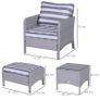 5 Pcs PE Rattan Garden Furniture Set, 2 Armchairs 2 Stools Glass Top Table Cushions Wicker Weave Chairs Outdoor Seating Image 4
