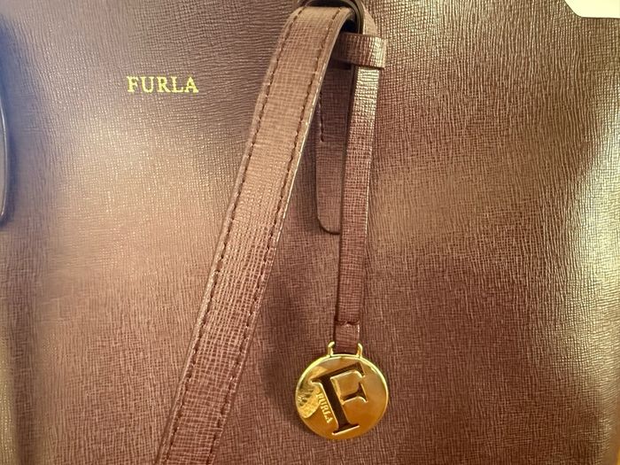 Furla Aubergine Saffiano Leather Bag