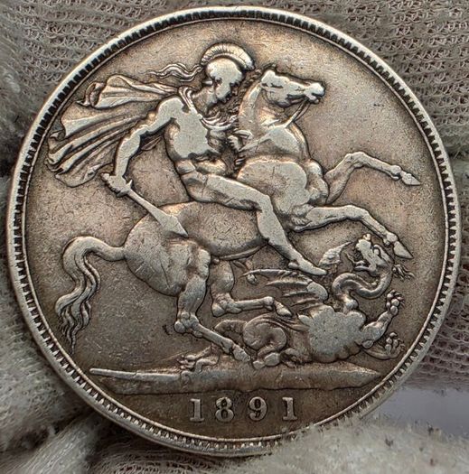 Great Britain 1891 Silver Crown Queen Victoria Coin