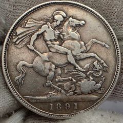 Great Britain 1891 Silver Crown Queen Victoria Coin