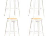 Bar Stools 4 pcs White Solid Mango Wood
