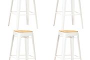 Bar Stools 4 pcs White Solid Mango Wood