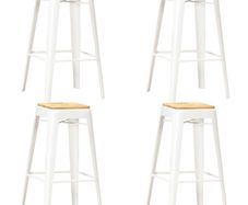 Bar Stools 4 pcs White Solid Mango Wood