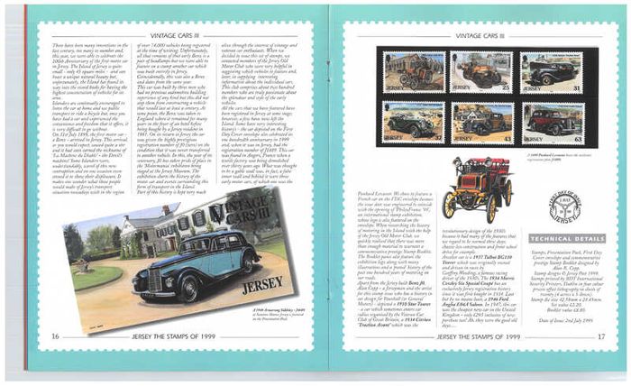 1999 Jersey (Channel Islands) Stamp Year Book (softback) issued by Jersey Post with 16 images of contents