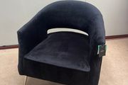 Black Velvet Barrel Accent Chair with Polished Metal Legs