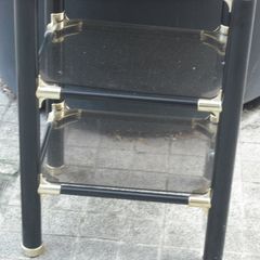 a 3 tier glass table iron frame