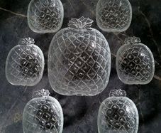 Vintage pineapple pressed glass salad serving set