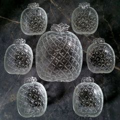 Vintage pineapple pressed glass salad serving set