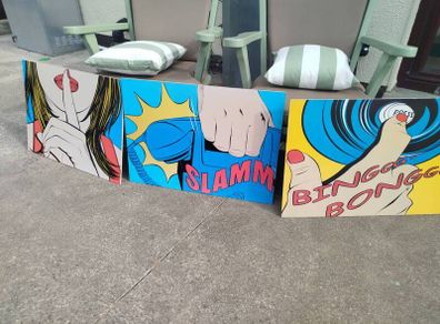 Set of 3 Vintage IKEA "SOLMYRA" Pop Art Wall Pictures