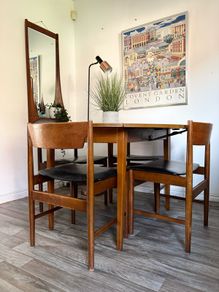 Vintage Retro Mid Century Teak and Beech Dining Table and Chairs Edmund Homa