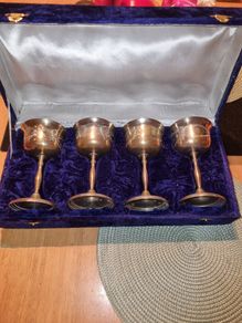 Set of 4 large silver-plated goblets