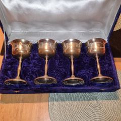 Set of 4 large silver-plated goblets