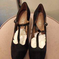 Next black suede T bar shoes