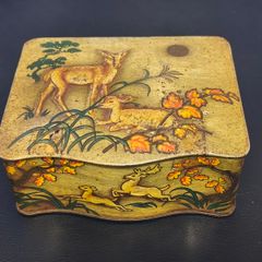 Deer Fawn Embossed Biscuit Tin Vintage Antique Collectable Retro Lidded