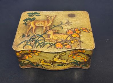 Deer Fawn Embossed Biscuit Tin Vintage Antique Collectable Retro Lidded