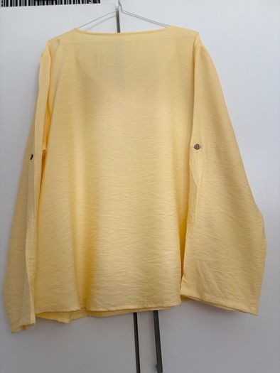 Yellow V Neck Long-Sleeve Shirt with button up