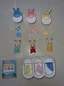 Sylvanian families triplet care set rabbit babies