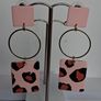 Pastel Pink Leopard Print Geometric Earrings Image 4