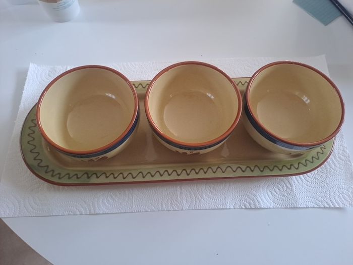 M&S Tuscany Pottery Chips & Dips Set - Perfect Condition