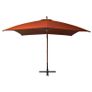 Hanging Parasol with Pole Terracotta 3x3 m Solid Fir Wood Image 3