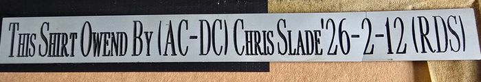 Shirt worn by ACDC drummer Chris Slade