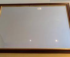 Large Rectangular Mirror with Dark Wood & Gold Frame