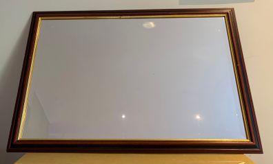 Large Rectangular Mirror with Dark Wood & Gold Frame