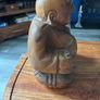 Hand Carved Wooden Laughing Buddha Statue Large & Heavy Image 3