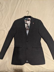 Ted Baker Groove Slim Fit Mini Check Sport Coat In Navy