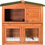 Wooden Pet Rabbit 2 Tier Hutch, Double Bunny Guinea Pig Animal House Home Run Cage With Sliding Tray Image 2