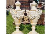 Pair of Tall Cast Iron Urn with Lid H356