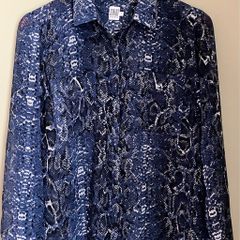 Ladies Navy Sheer Blouse by Saint Tropez