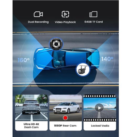Jzones Carplay Screen for Car, 9" Portable Wireless Carplay&Android Auto, 4K Dash Cam,1080P Backup Camera, Car Stereo