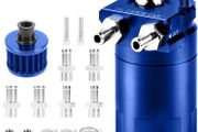 Oil Catch Can, 300 ml Aluminum Oil Catch Breather Can Auto, Universal Aluminum Reservoir Tank with Filter, Joints, PVC Hose, Cable Ties, Screws, Nuts, O-rings (Blue)