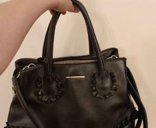 Black Faux-Leather Bessie Handbag