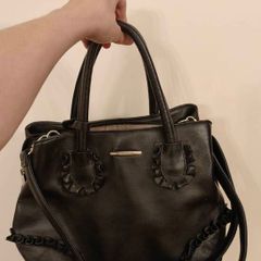 Black Faux-Leather Bessie Handbag