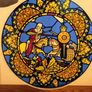 Circular Stained Glass Style Plate with Knight Jousting Design Image 2