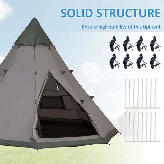 6-Person Outdoor Metal Frame Camping Tent w/ Carrier Bag Grey