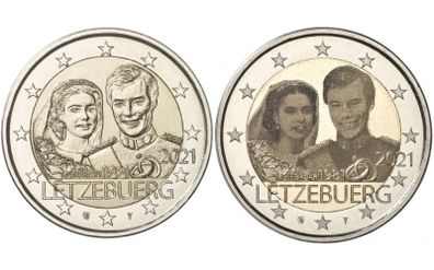 Luxembourg 2 Euro Commemorative 6 Coin Set Laser And Relief Variants