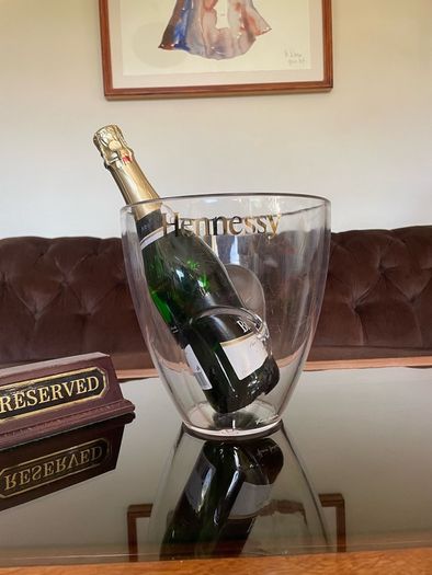 Large Designer Hennessy Transparent Durable Ice Bucket with Gilt Script