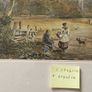 Unsigned Antique 19th century English school watercolour pastoral Landscape with church spire and figures Image 3