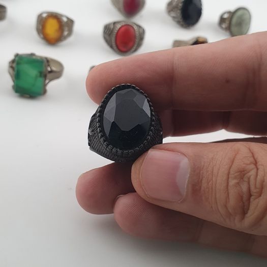 15 Boho Antique Rings Mixed Brass, Glass & Stone Designs