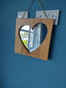 Love heart mirror in wooden frame
