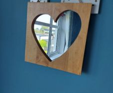 Love heart mirror in wooden frame